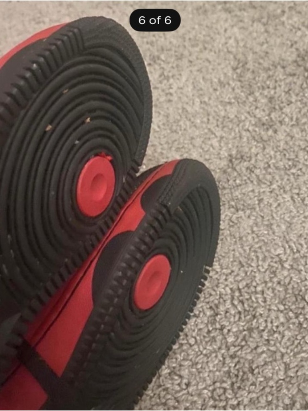 Big Kids boys 5.5 Air Force One Jordan’s Retro in black with red accents - Picture 6 of 6